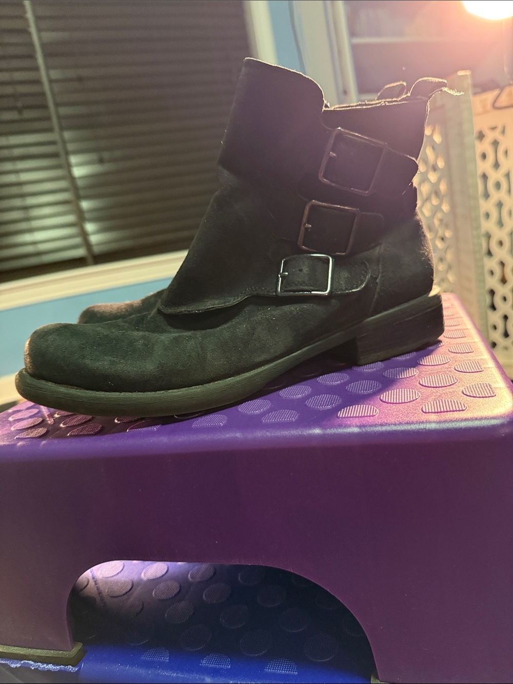 Men's Black Buckle Suede Ankle Boots - Classic Style